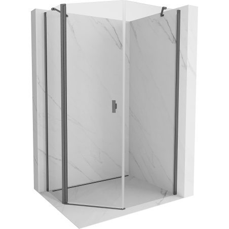 Mexen Mist cabine de douche pentagonale asymétrique pivotante 80 x 100 cm transparent gris canon brossé - 8A8-080-100-66-00