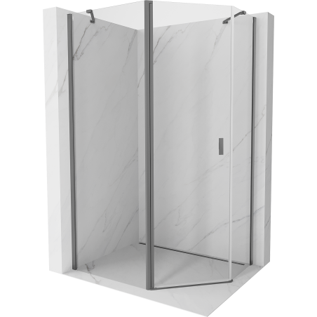 Mexen Mist cabine de douche pentagonale asymétrique à charnière 90 x 80 cm, transparent, métal canon - 8A8-090-080-95-00
