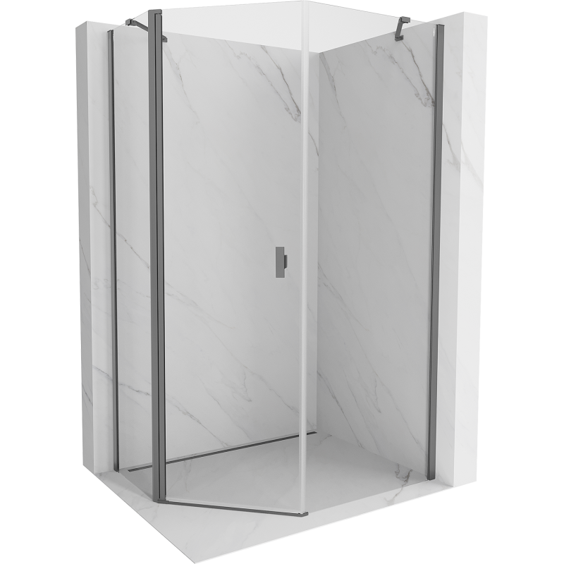 Mexen Mist cabine de douche pentagonale asymétrique pivotante 80 x 90 cm, transparent, métal canon - 8A8-080-090-95-00