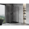 Mexen Mist cabine de douche pentagonale asymétrique pivotante 80 x 90 cm, transparent, métal canon - 8A8-080-090-95-00
