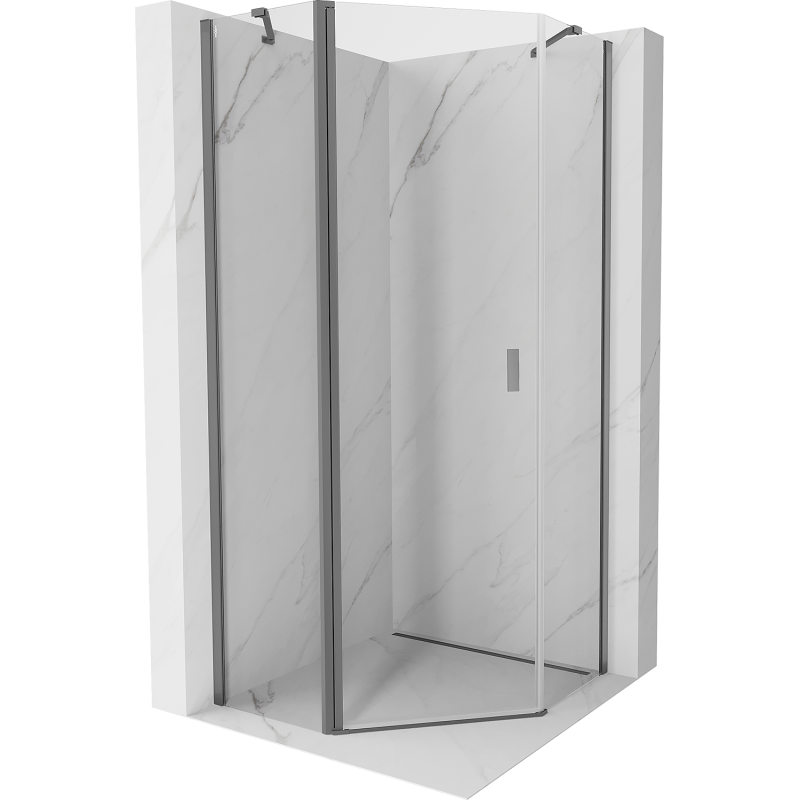 Mexen Mist cabine de douche pentagonale pivotante 90 x 90 cm, transparent, gun metal - 8A8-090-090-95-00