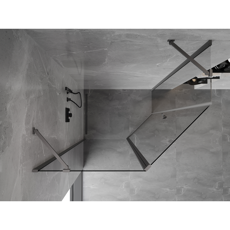 Mexen Mist cabine de douche pentagonale asymétrique à charnières 100 x 90 cm, transparent, métal gris - 8A8-100-090-95-00