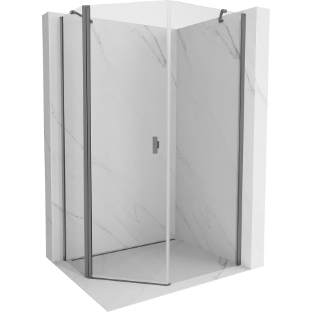 Mexen Mist cabine de douche pentagonale asymétrique à porte battante 80 x 100 cm, transparente, en métal noir