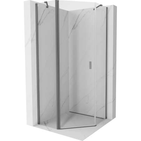 Mexen Mist cabine de douche pentagonale pivotante 100 x 100 cm, transparente, gun metal - 8A8-100-100-95-00