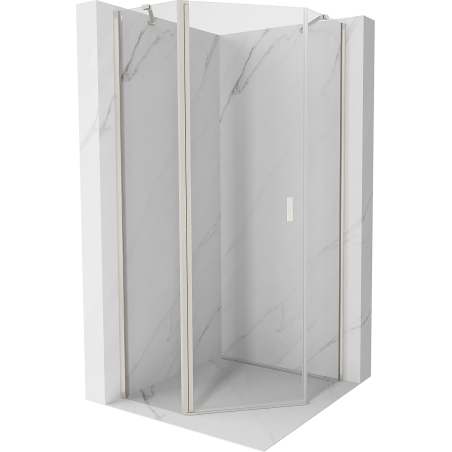 Mexen Mist cabine de douche pentagonale pivotante 80 x 80 cm, transparent, nickel brossé - 8A8-080-080-97-00