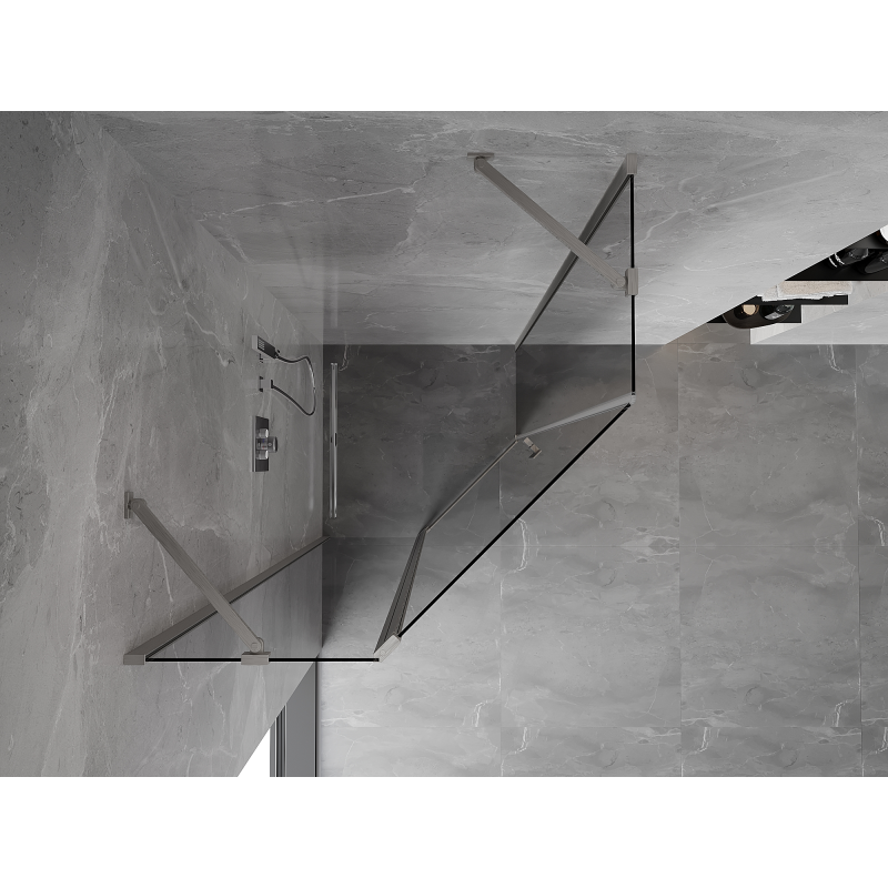 Mexen Mist cabine de douche pentagonale pivotante 80 x 80 cm, transparent, nickel brossé - 8A8-080-080-97-00