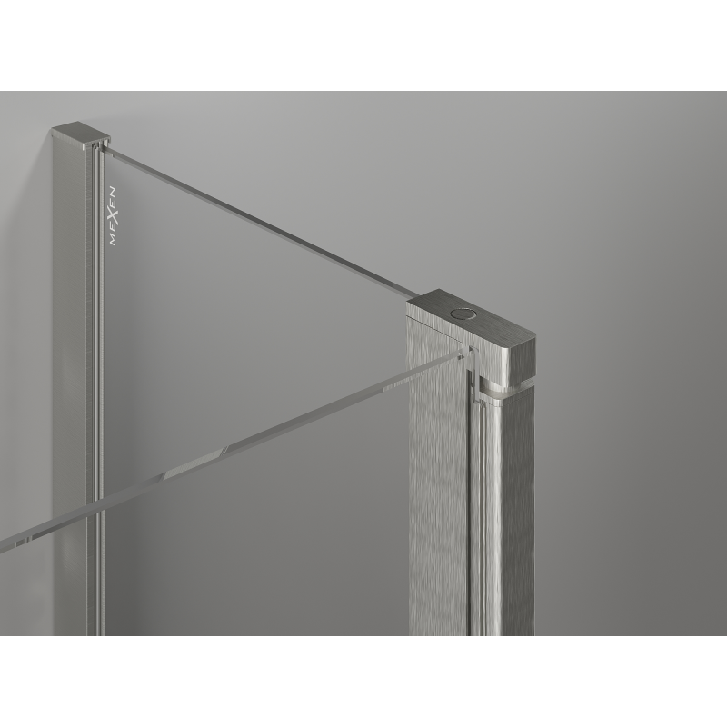 Mexen Mist cabine de douche pentagonale asymétrique pivotante 90 x 80 cm, transparent, nickel brossé - 8A8-090-080-97-00
