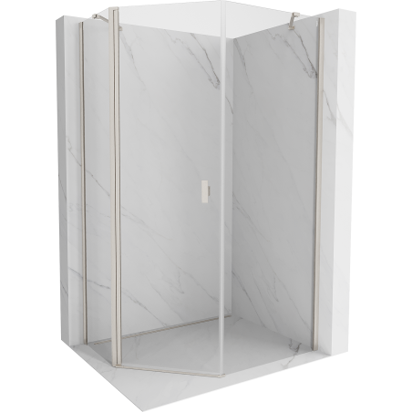 Mexen Mist cabine de douche pentagonale asymétrique pivotante 80 x 90 cm, transparent, nickel brossé - 8A8-080-090-97-00