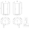 Mexen Mist cabine de douche pentagonale pivotante 90 x 90 cm, transparent, nickel brossé - 8A8-090-090-97-00
