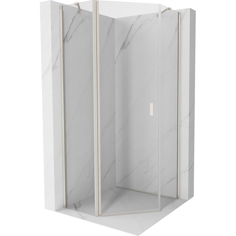 Mexen Mist cabine de douche pentagonale pivotante 90 x 90 cm, transparent, nickel brossé - 8A8-090-090-97-00