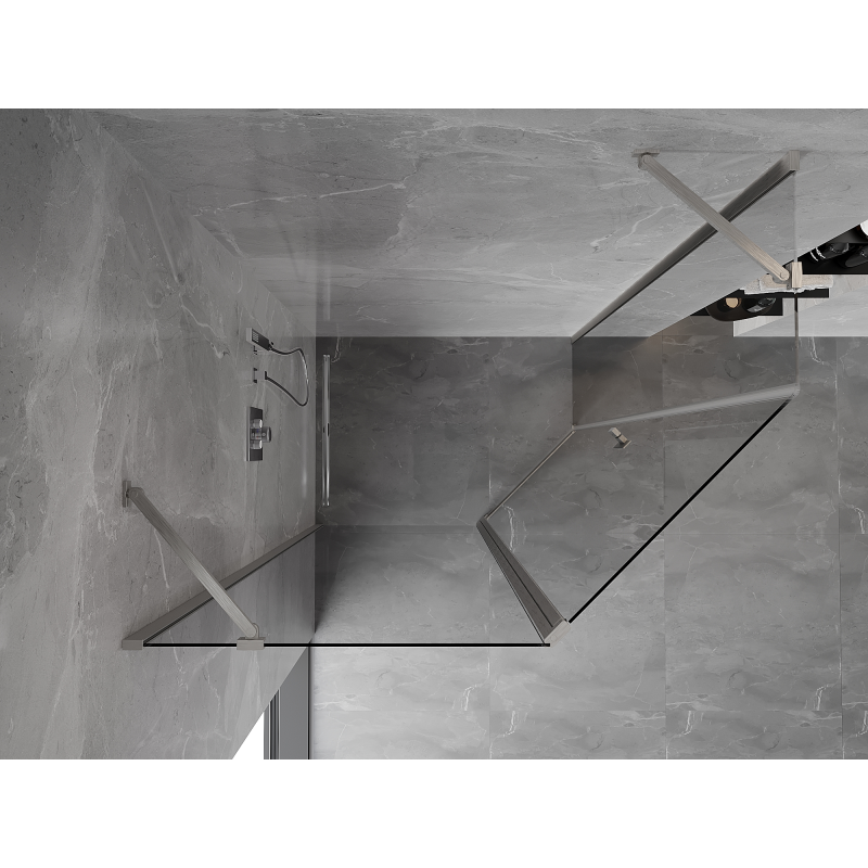 Mexen Mist cabine de douche pentagonale asymétrique pivotante 100 x 90 cm, transparent, nickel brossé - 8A8-100-090-97-00