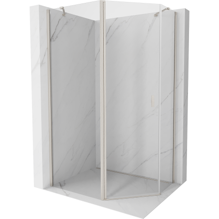 Mexen Mist cabine de douche pentagonale asymétrique pivotante 100 x 90 cm, transparent, nickel brossé - 8A8-100-090-97-00