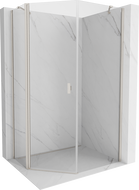 Mexen Mist cabine de douche pentagonale asymétrique pivotante 80 x 100 cm, transparent, nickel brossé - 8A8-080-100-97-00