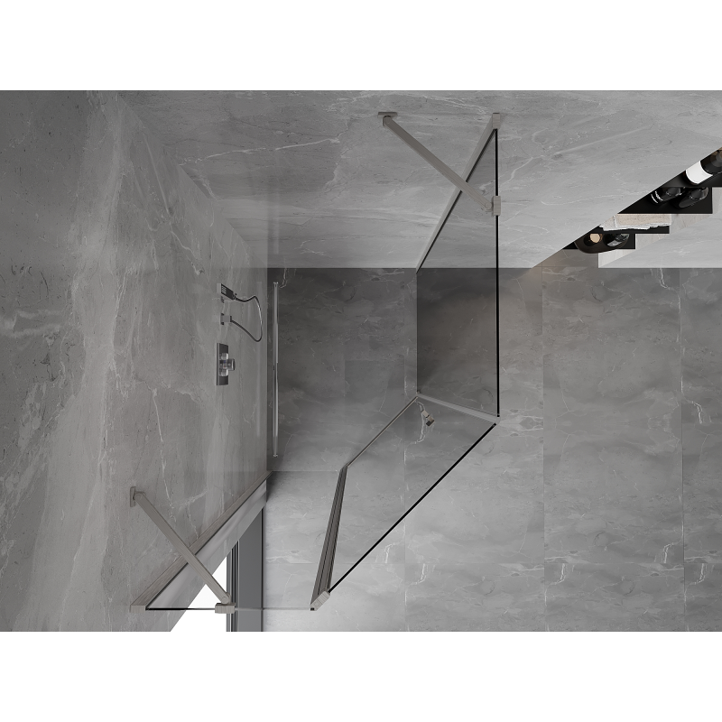 Mexen Mist cabine de douche pentagonale asymétrique pivotante 90 x 100 cm, transparent, nickel brossé - 8A8-090-100-97-00