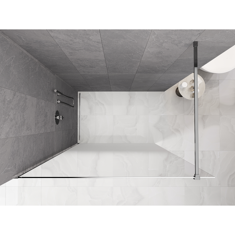Mexen Kioto paroi de douche Walk-in 100 x 200 cm, ombre blanche 8 mm, chrome - 800-100-101-01-86