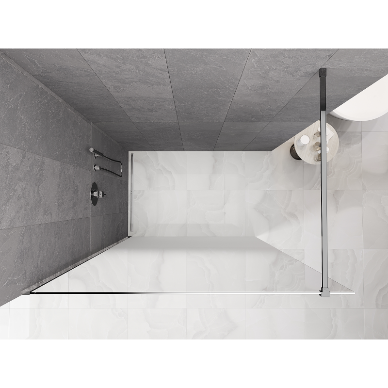 Mexen Kioto paroi de douche Walk-in 120 x 200 cm, ombré blanc 8 mm, chrome - 800-120-101-01-86