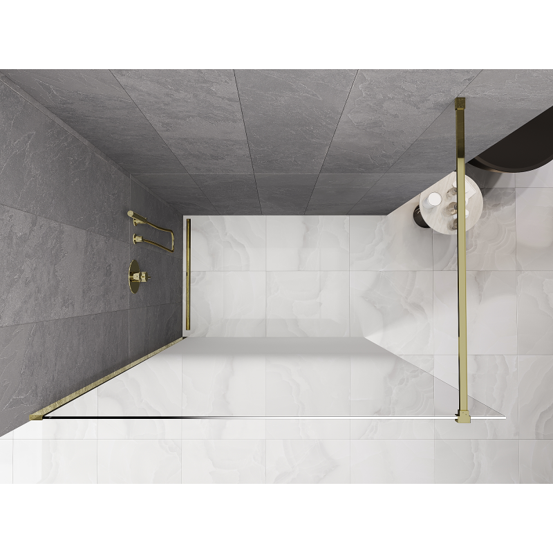 Mexen Kioto paroi de douche Walk-in 140 x 200 cm, ombre blanc 8 mm, or - 800-140-101-50-86