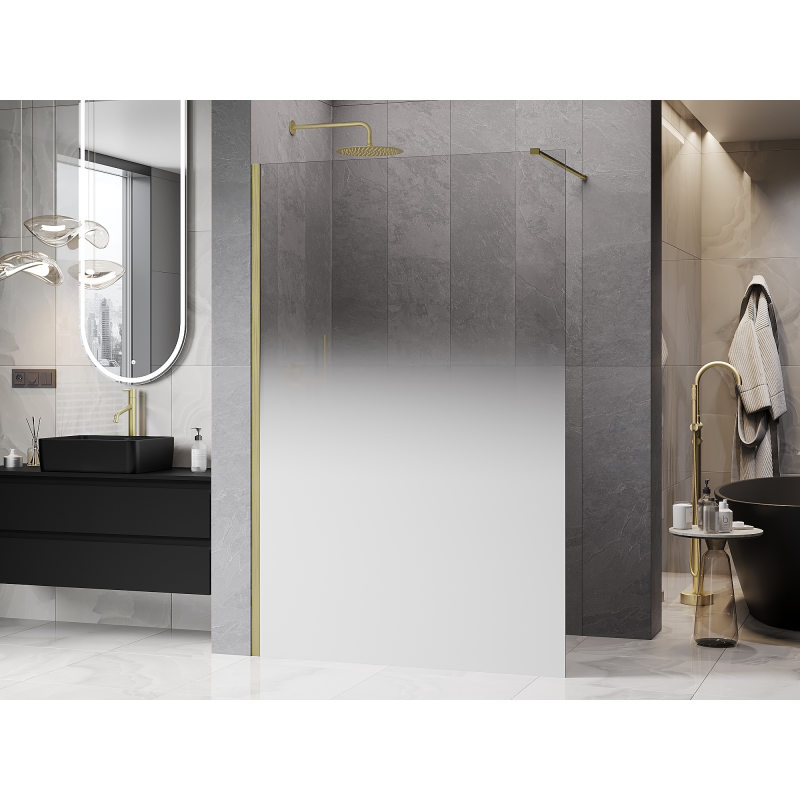 Mexen Kioto paroi de douche Walk-in 150 x 200 cm, ombrée blanche 8 mm, or brossé - 800-150-101-55-86