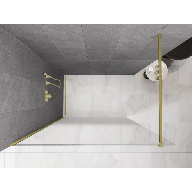 Mexen Kioto paroi de douche Walk-in 90 x 200 cm, ombrée blanche 8 mm, or brossé - 800-090-101-55-86