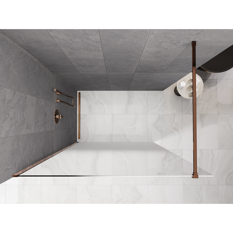 Mexen Kioto paroi de douche Walk-in 130 x 200 cm, ombre blanche 8 mm, or rose - 800-130-101-60-86