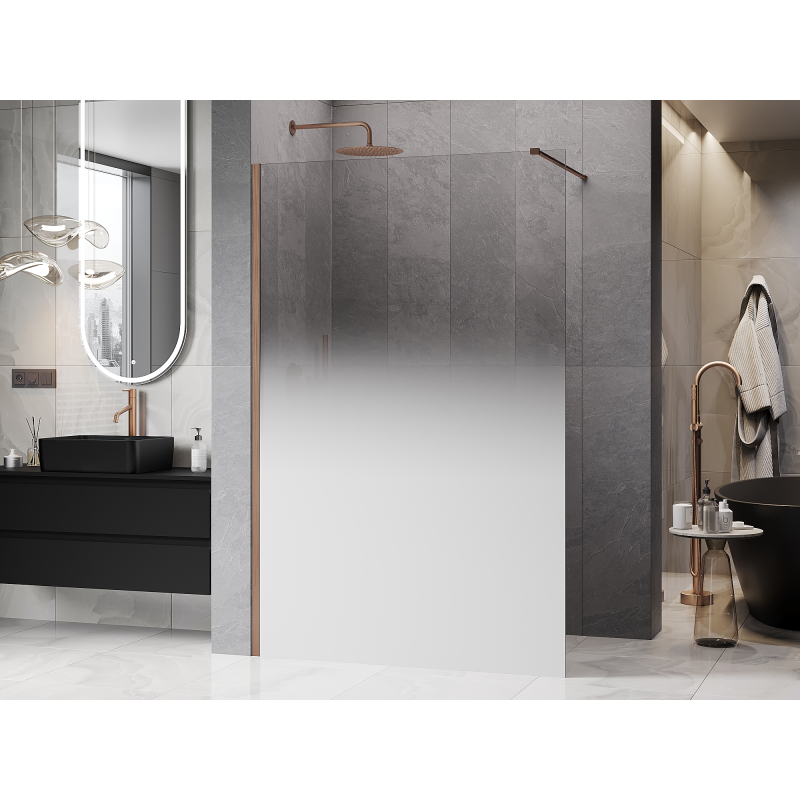 Mexen Kioto paroi de douche Walk-in 110 x 200 cm, ombrée blanche 8 mm, cuivre brossé - 800-110-101-65-86