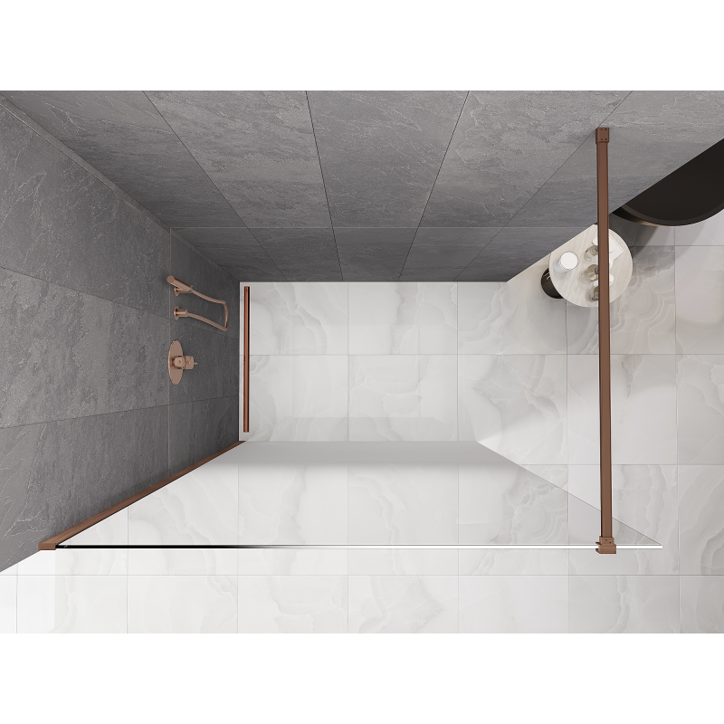 Mexen Kioto paroi de douche Walk-in 140 x 200 cm, ombre blanc 8 mm, cuivre brossé - 800-140-101-65-86