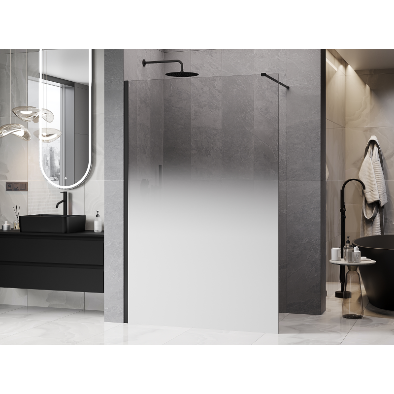 Mexen Kioto paroi de douche Walk-in 80 x 200 cm, ombrée blanche 8 mm, noire - 800-080-101-70-86