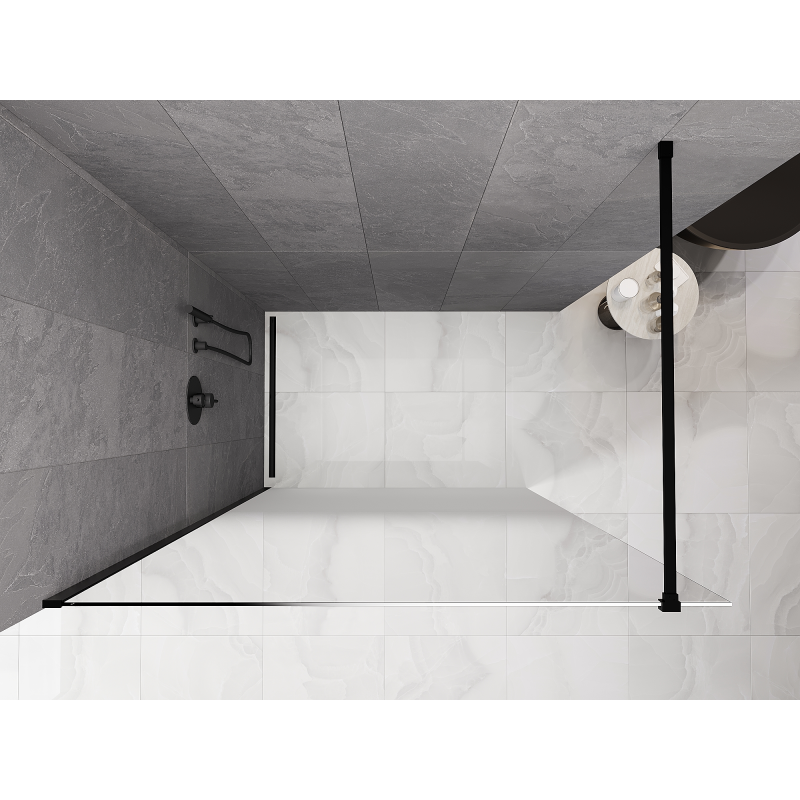 Mexen Kioto paroi de douche Walk-in 90 x 200 cm, ombrée blanche 8 mm, noire - 800-090-101-70-86