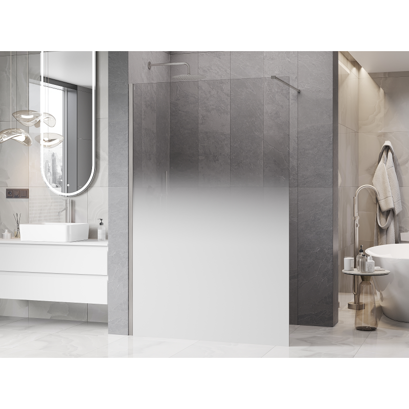 Mexen Kioto paroi de douche Walk-in 110 x 200 cm, ombrée blanche 8 mm, nickel brossé - 800-110-101-97-86