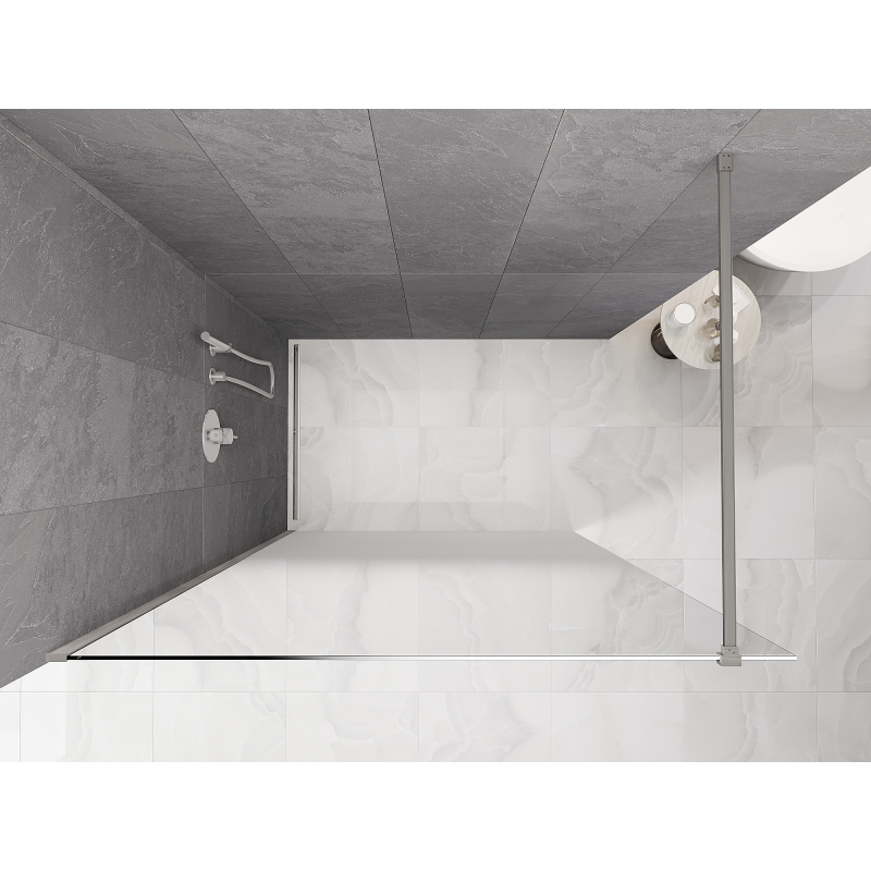 Mexen Kioto Paroi de douche Walk-in 150 x 200 cm, ombre blanche 8 mm, nickel brossé - 800-150-101-97-86