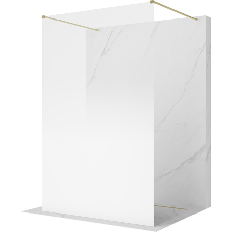 Mexen Kioto paroi de douche autoportante 130 x 200 cm, ombrée blanche 8 mm, or brossé - 800-130-002-55-86