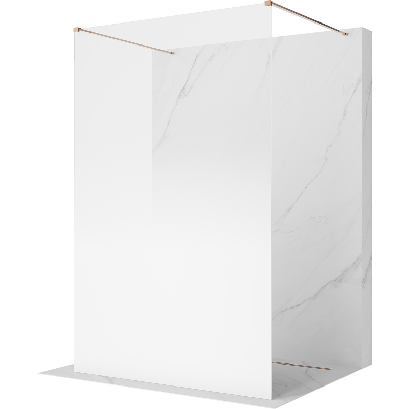 Mexen Kioto paroi de douche autoportante 150 x 200 cm, ombre blanc 8 mm, or rose - 800-150-002-60-86