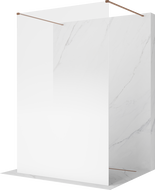 Mexen Kioto paroi de douche autoportante 130 x 200 cm, ombre blanche 8 mm, cuivre brossé - 800-130-002-65-86