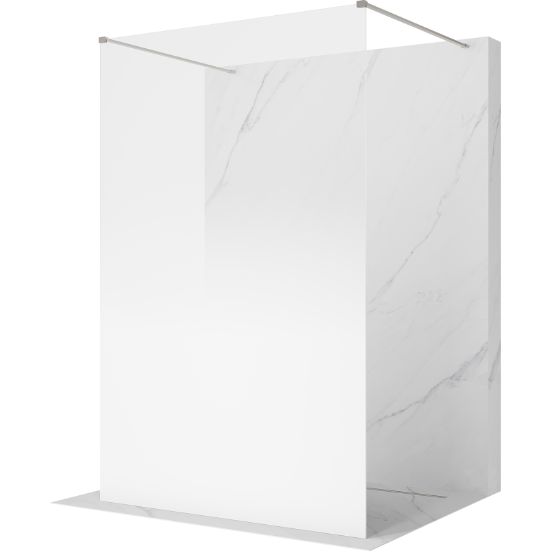 Mexen Kioto paroi de douche autoportante 140 x 200 cm, ombrée blanche 8 mm, nickel brossé - 800-140-002-97-86