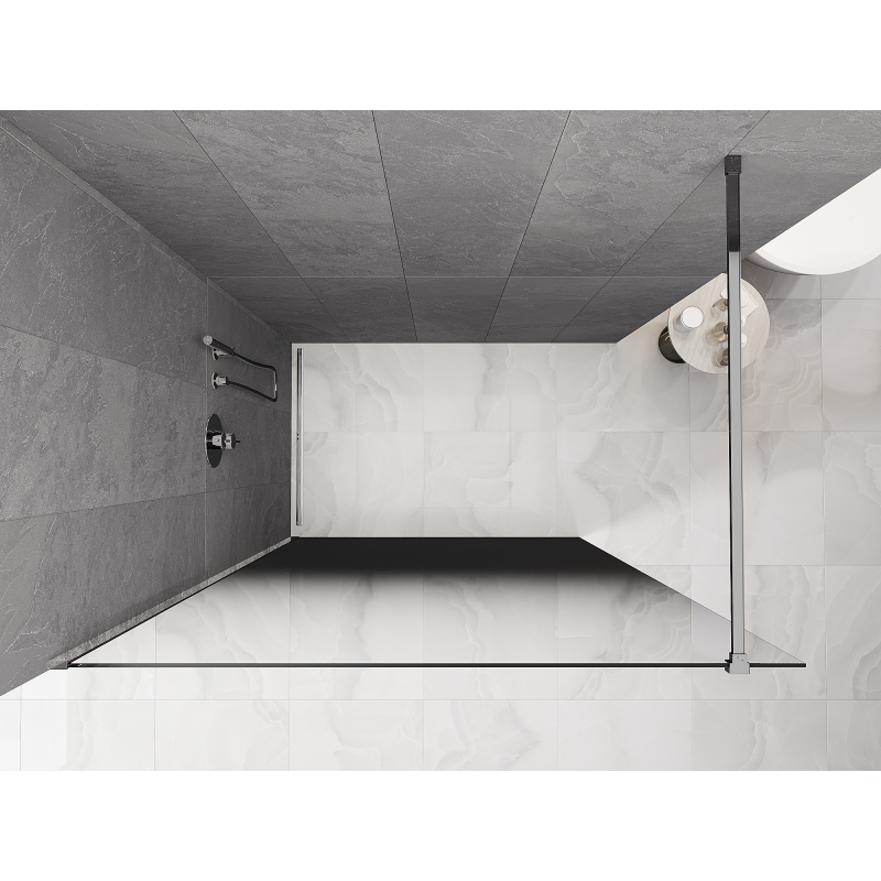 Mexen Kioto Paroi de douche Walk-in 140 x 200 cm, ombre noire 8 mm, chrome - 800-140-101-01-76