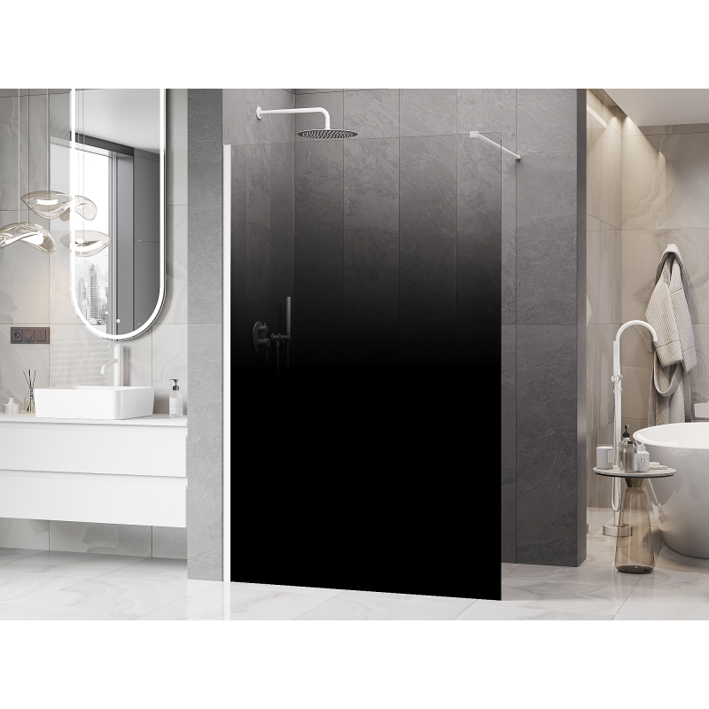 Mexen Kioto paroi de douche Walk-in 120 x 200 cm, ombré noir 8 mm, blanc - 800-120-101-20-76