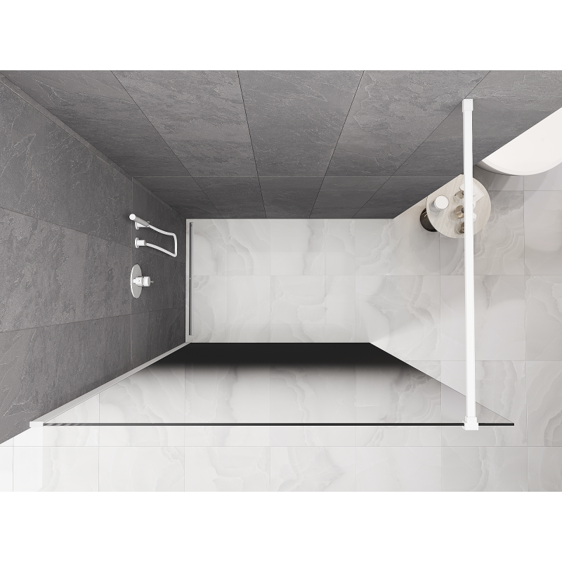 Mexen Kioto paroi de douche Walk-in 100 x 200 cm, ombrée noire 8 mm, blanche - 800-100-101-20-76