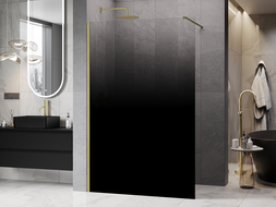 Mexen Kioto paroi de douche Walk-in 150 x 200 cm, ombrée noire 8 mm, dorée brossée - 800-150-101-55-76