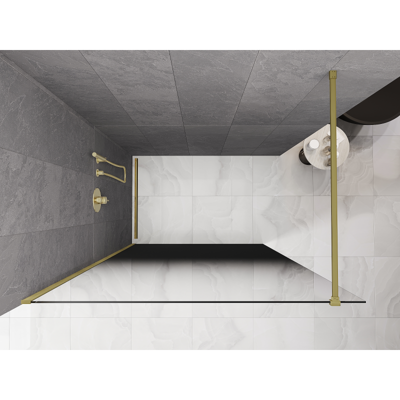 Mexen Kioto paroi de douche Walk-in 150 x 200 cm, ombrée noire 8 mm, dorée brossée - 800-150-101-55-76