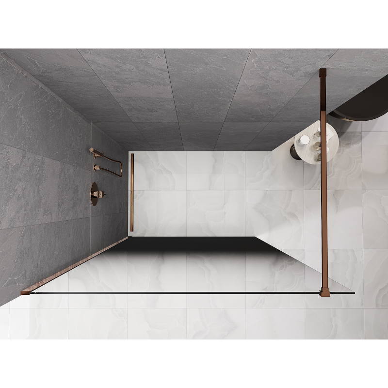 Mexen Kioto paroi de douche Walk-in 120 x 200 cm, ombre noire 8 mm, or rose - 800-120-101-60-76