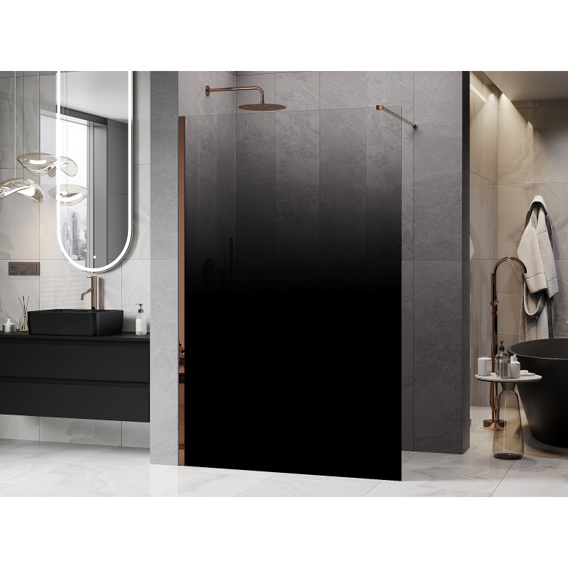 Mexen Kioto paroi de douche Walk-in 70 x 200 cm, ombre noire 8 mm, or rose - 800-070-101-60-76
