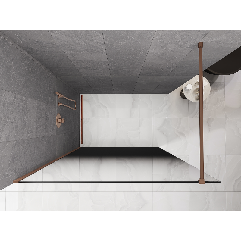 Mexen Kioto paroi de douche Walk-in 80 x 200 cm, ombrée noire 8 mm, cuivre brossé - 800-080-101-65-76