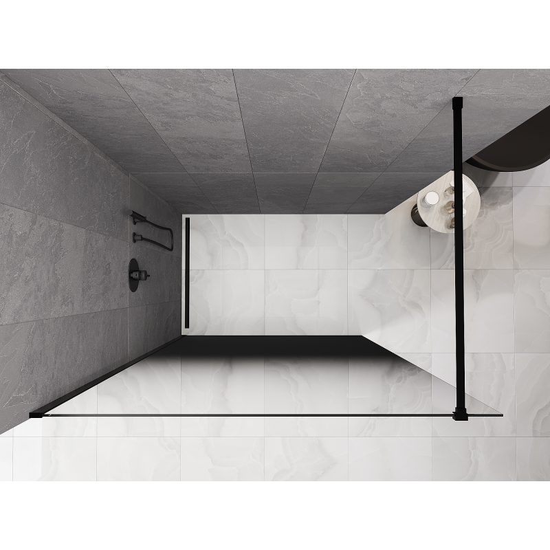 Mexen Kioto paroi de douche Walk-in 150 x 200 cm, ombre noir 8 mm, noir - 800-150-101-70-76