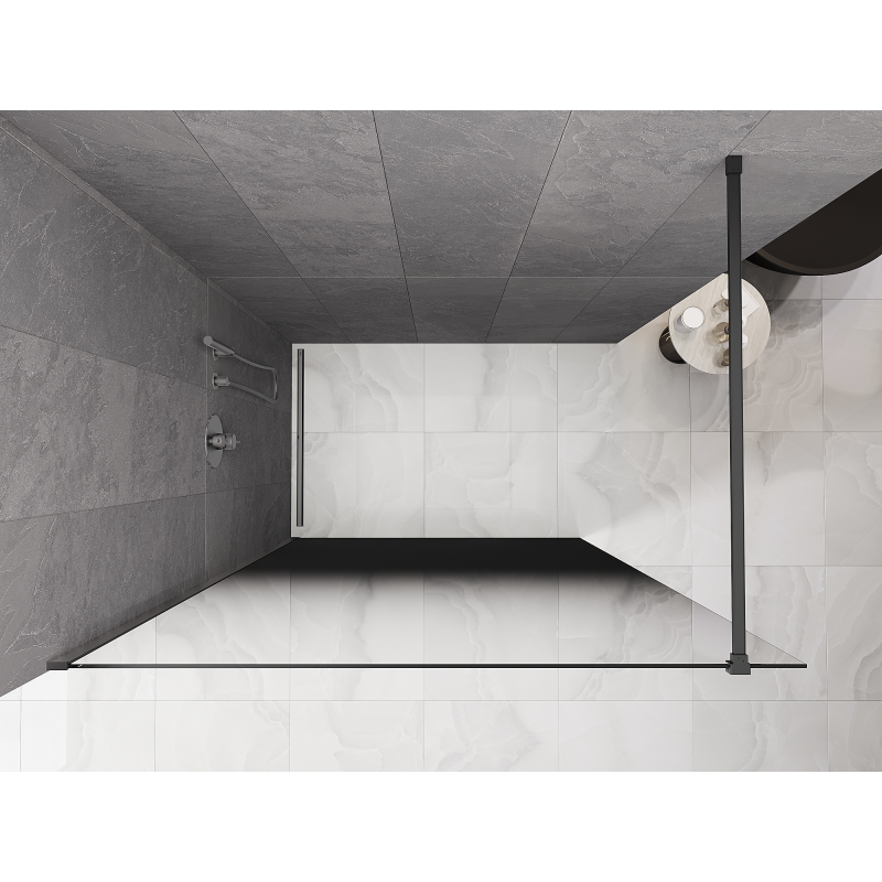 Mexen Kioto paroi de douche Walk-in 150 x 200 cm, ombre noir 8 mm, gun metal - 800-150-101-95-76