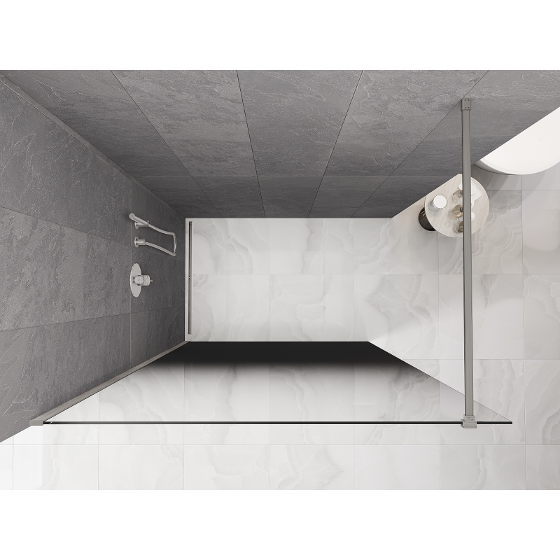 Mexen Kioto paroi de douche Walk-in 120 x 200 cm, ombre noir 8 mm, nickel brossé - 800-120-101-97-76