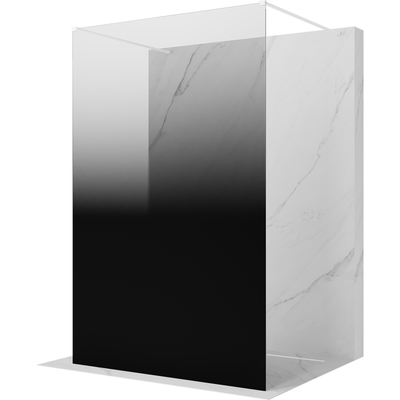 Mexen Kioto paroi de douche autoportante 130 x 200 cm, ombre noire 8 mm, blanche - 800-130-002-20-76