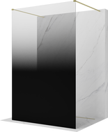Mexen Kioto paroi de douche autoportante 110 x 200 cm, ombrée noire 8 mm, or brossé - 800-110-002-55-76