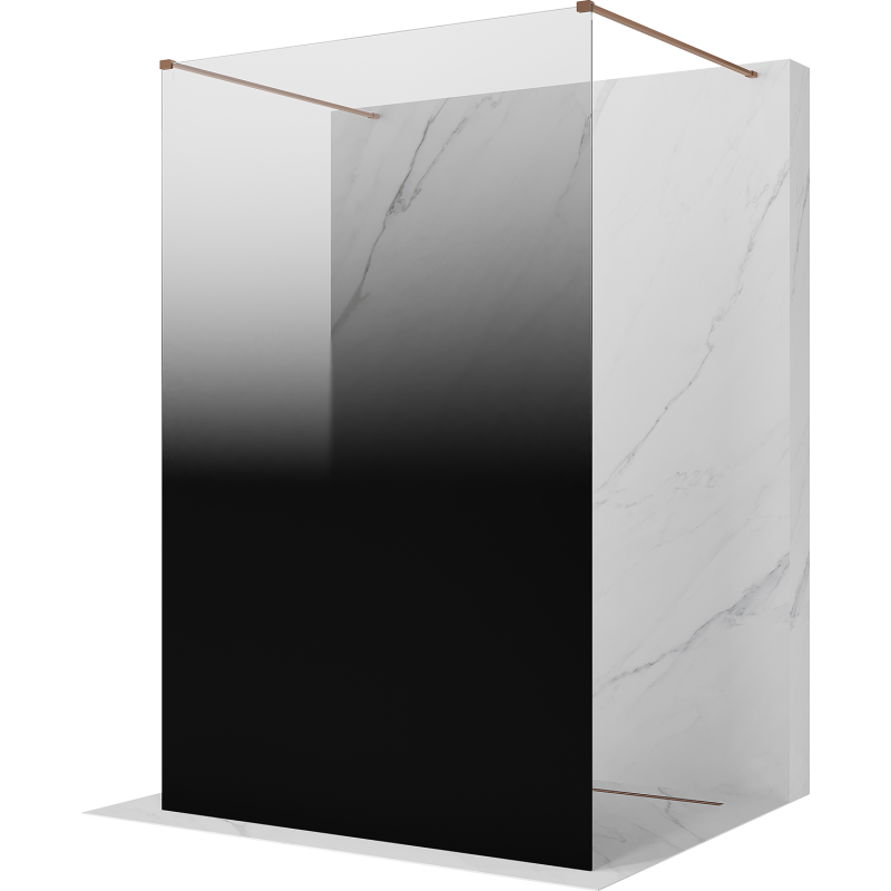 Mexen Kioto paroi de douche autoportante 100 x 200 cm, ombre noire 8 mm, cuivre brossé - 800-100-002-65-76