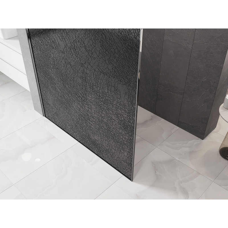 Mexen Kioto paroi de douche Walk-in 130 x 200 cm, crackle graphite 12 mm, chrome - 800-130-101-01-44-X