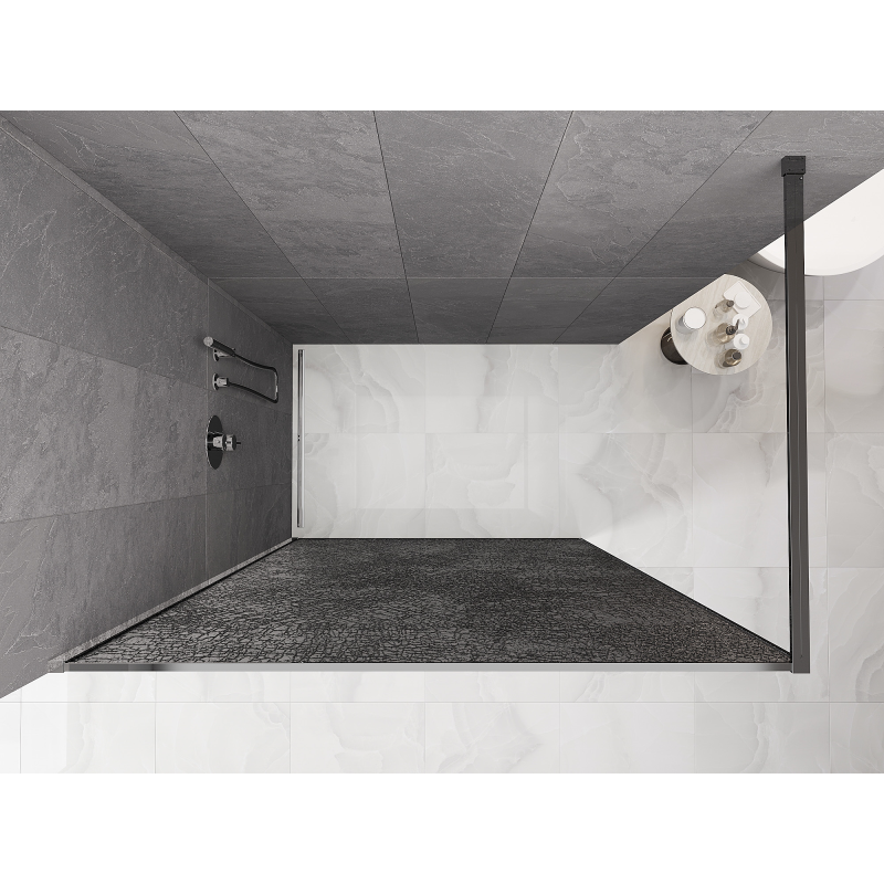 Mexen Kioto paroi de douche Walk-in 120 x 200 cm, crackle graphite 12 mm, chromé - 800-120-101-01-44-X